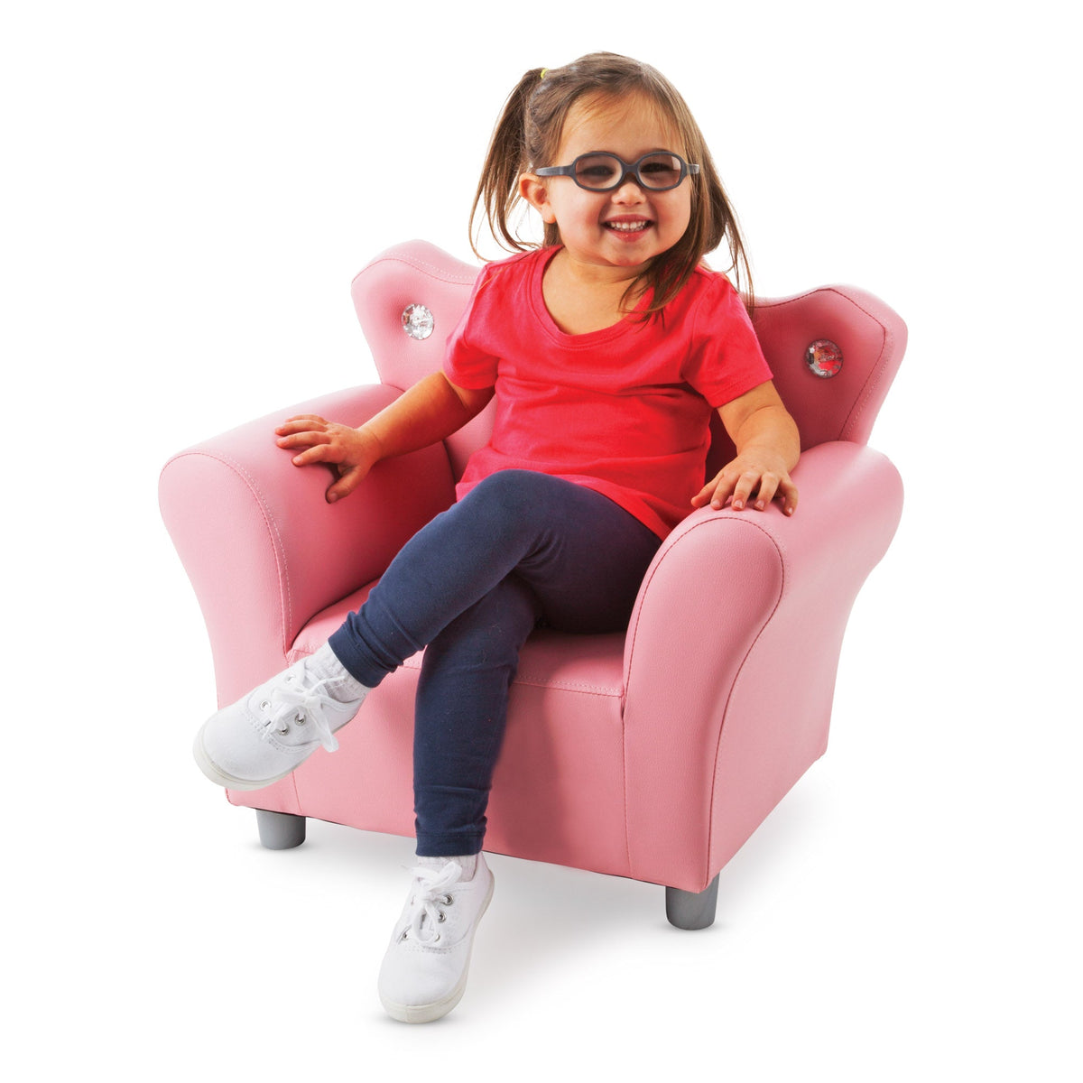 Child’s Crown Armchair – Pink Faux Leather F0