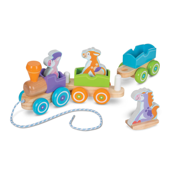 First Play Wooden Rocking Farm Animals Pull Train M6