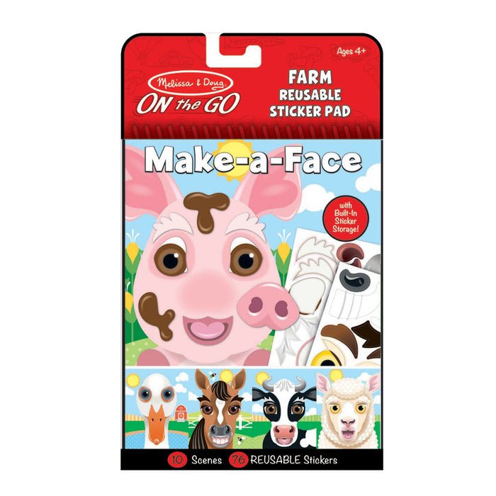 Make-a-Face – Farm Reusable Sticker Pad – On the Go Travel Activity K6