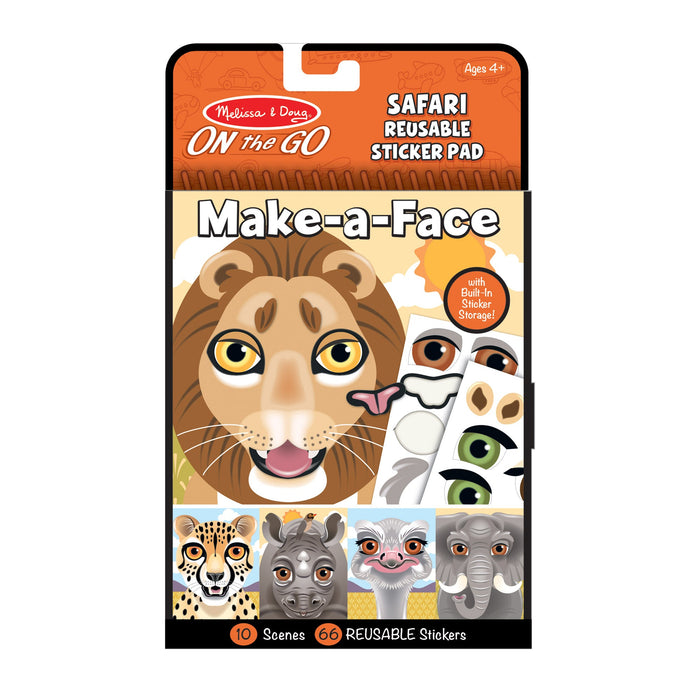 Make-a-Face – Safari Reusable Sticker Pad – On the Go Travel Activity V1
