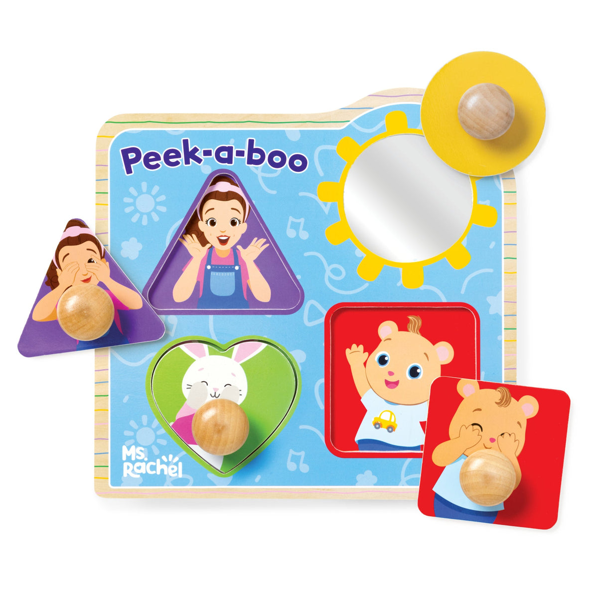 Ms. Rachel™ Wooden Peek-a-Boo Jumbo Peg Puzzle – 4 Pieces H5
