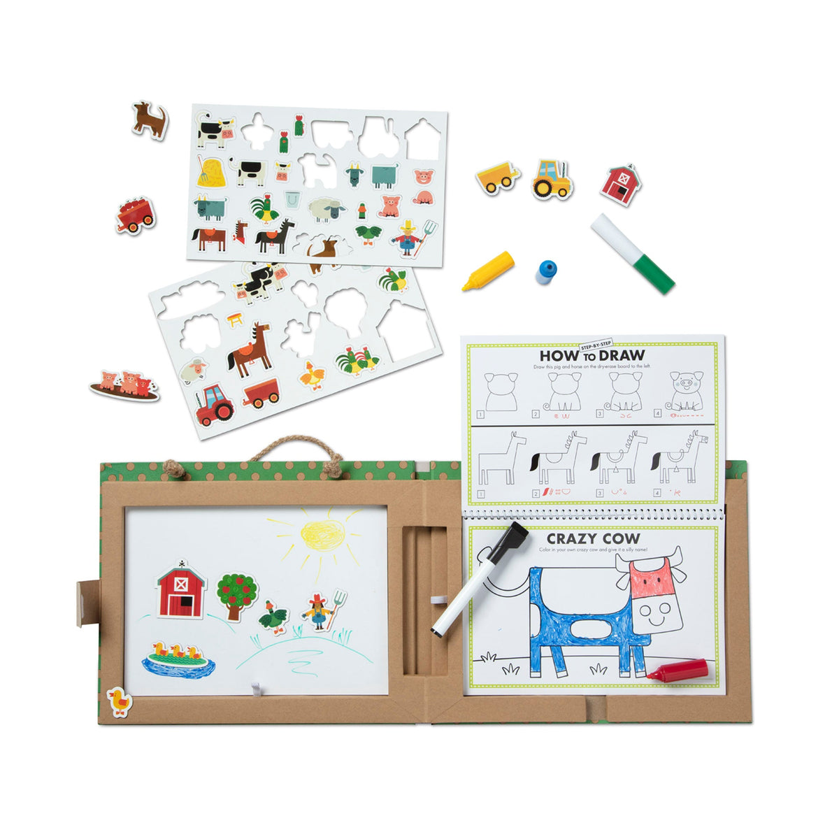 Natural Play: Play, Draw, Create Reusable Drawing & Magnet Kit – Farm M3