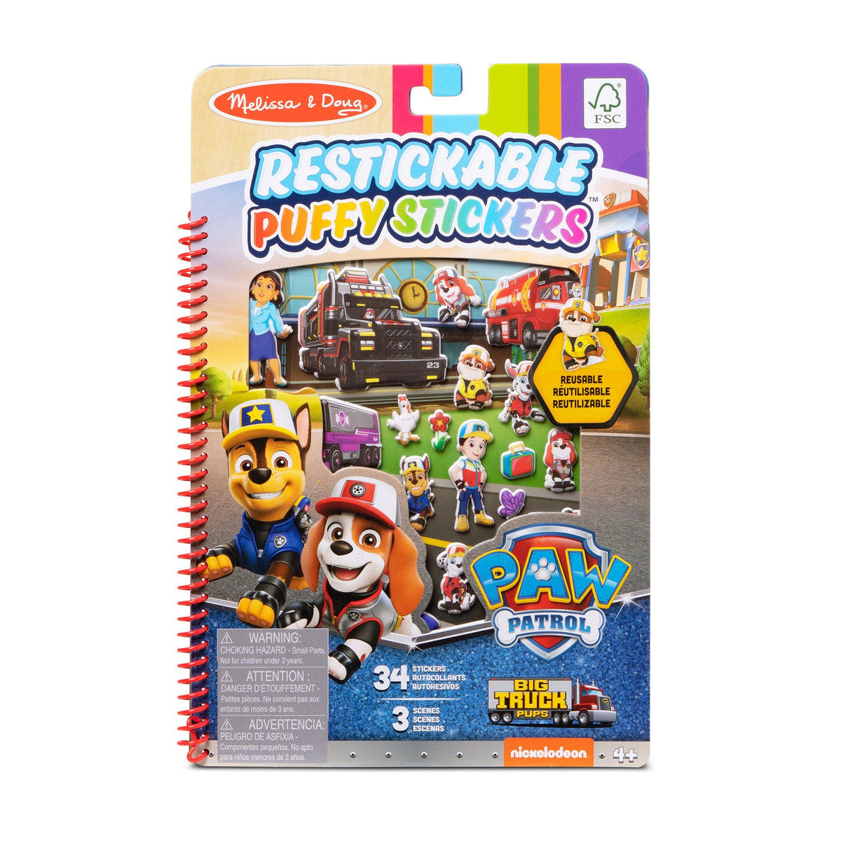 PAW Patrol Restickable Puffy Stickers - Big Truck Pups M4