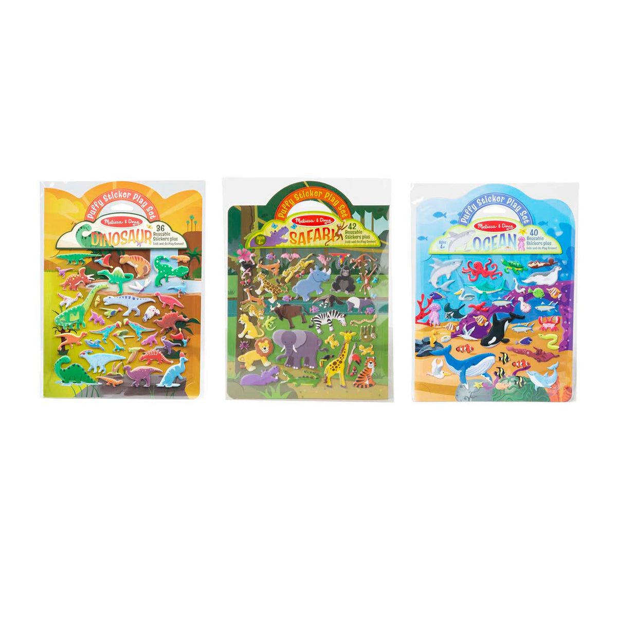Puffy Sticker Play Set 3-Pack: Safari, Dinosaur, Ocean S2