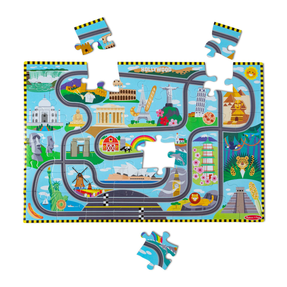 Race Around the World Tracks Floor Puzzle - 48 Pieces I1