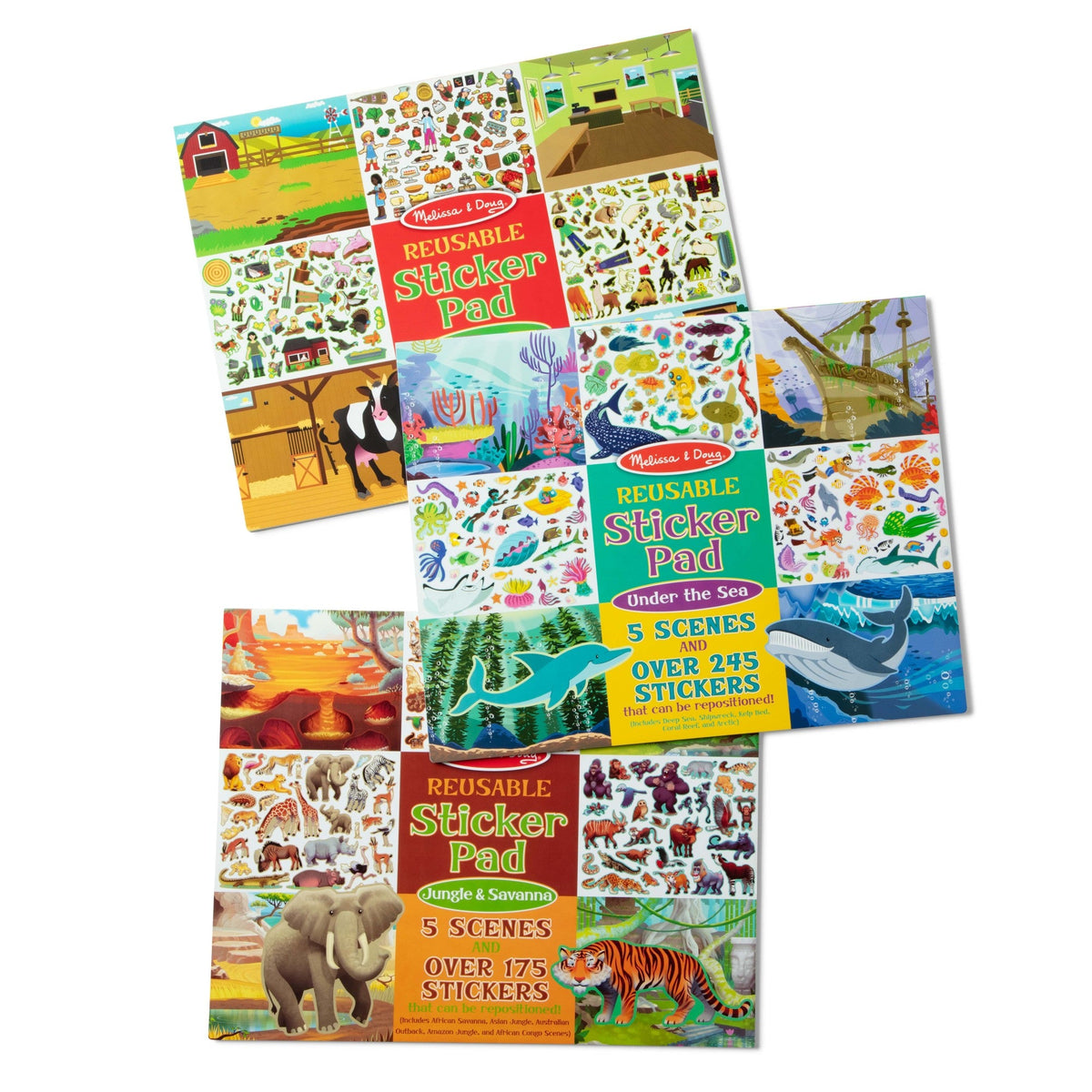 Reusable Sticker Pad 3-Pack: Jungle, Farm, Under the Sea B3