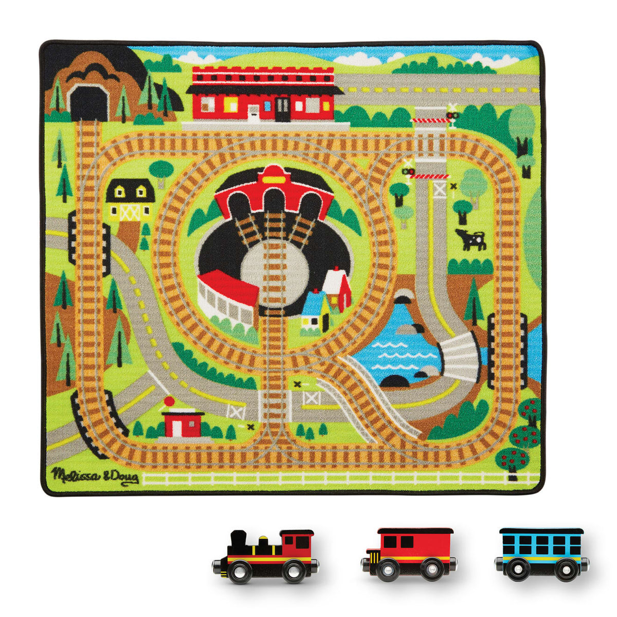 Round the Rails Train Rug O7