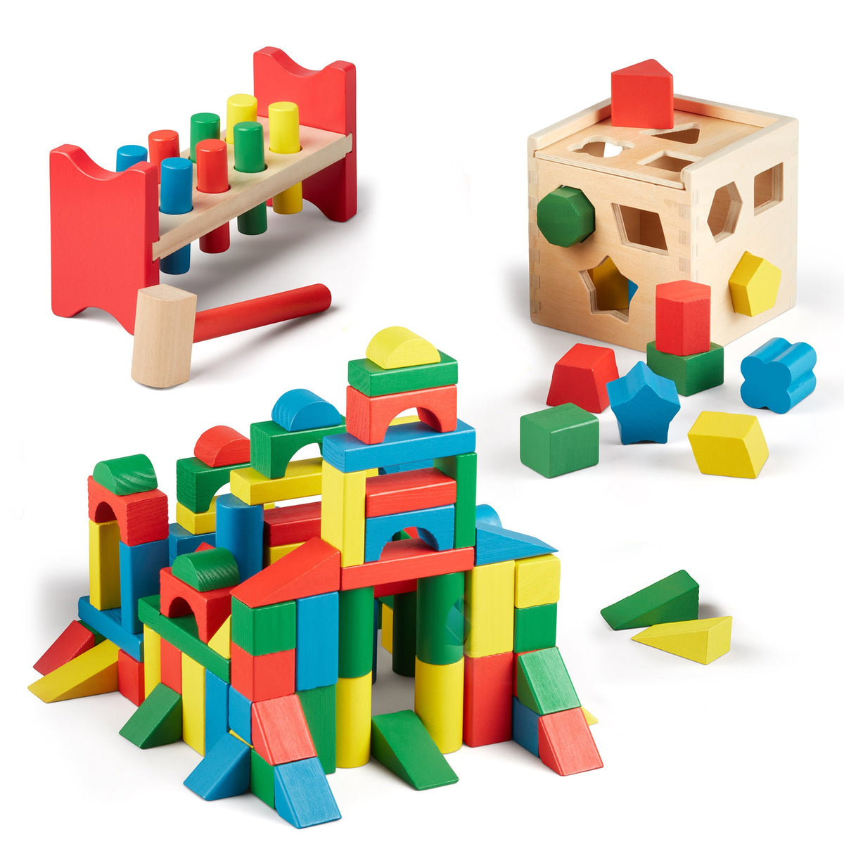 Stack, Sort & Pound Wooden Toy Collection L3