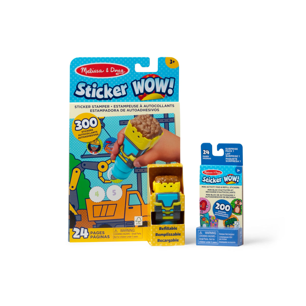 Sticker WOW!™ Bulldozer Bundle: Activity Pad & Sticker Stamper + Mini Activity Pad and 200 Refill Stickers A1