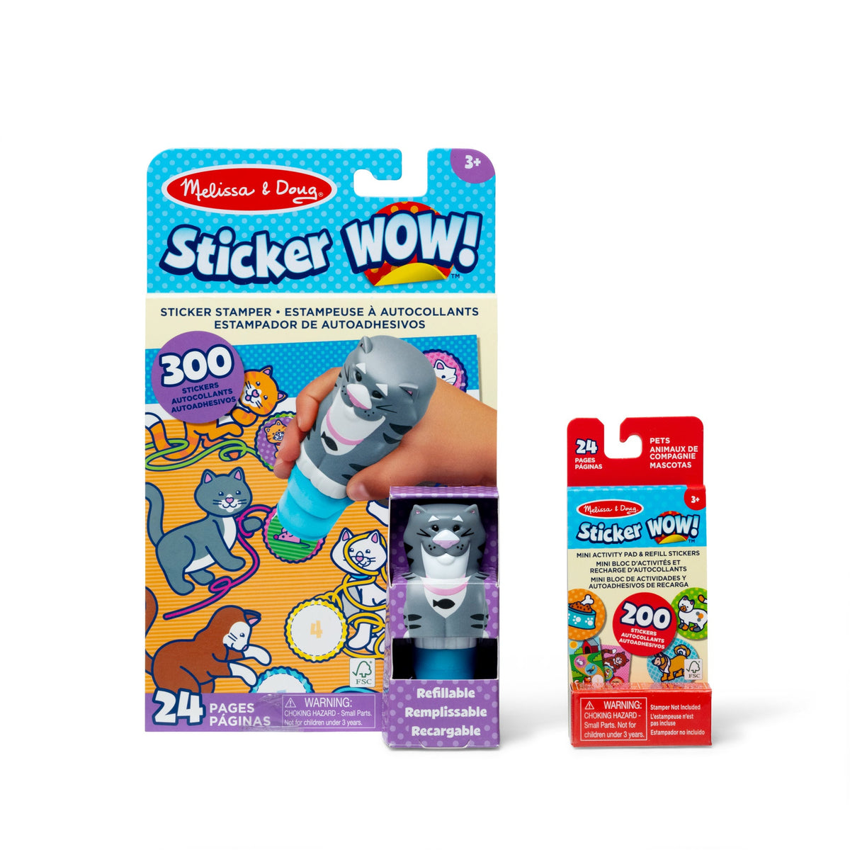 Sticker WOW!™ Cat Bundle: Activity Pad & Sticker Stamper + Mini Activity Pad and 200 Refill Stickers A2