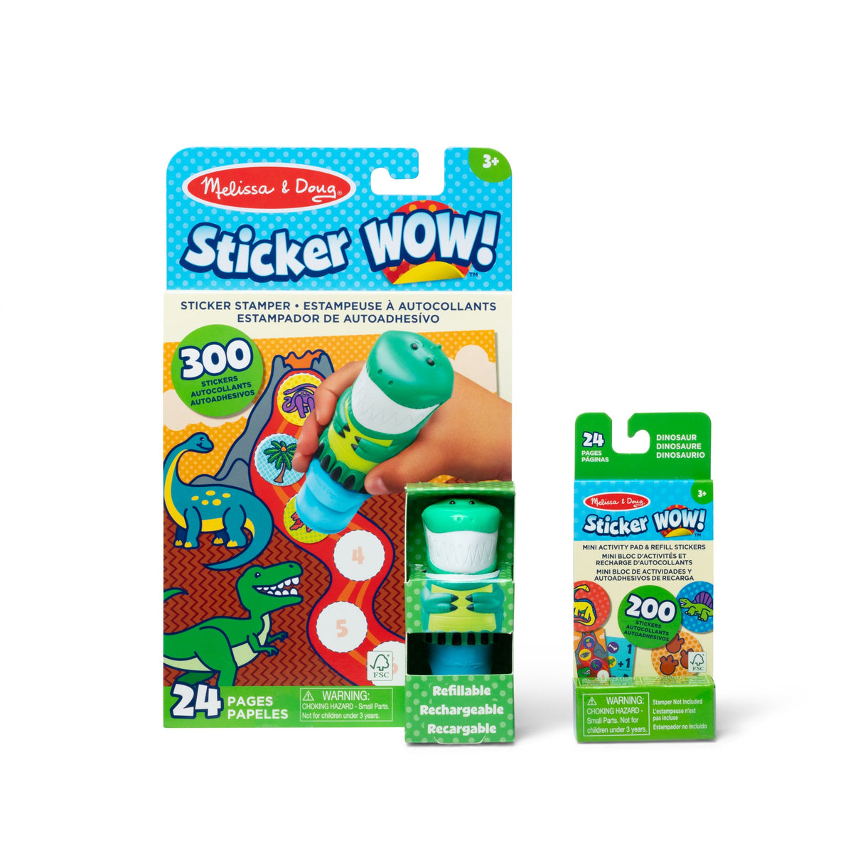 Sticker WOW!™ Dinosaur Bundle: Activity Pad & Sticker Stamper + Mini Activity Pad and 200 Refill Stickers X1