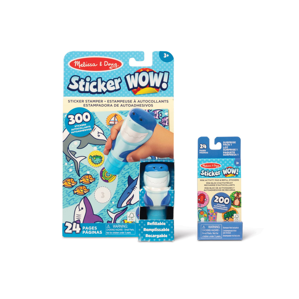 Sticker WOW!™ Shark Bundle: Activity Pad & Sticker Stamper + Mini Activity Pad and 200 Refill Stickers A7