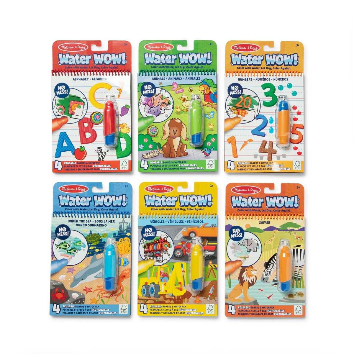 Water WOW! 6-Pack – Animals, Vehicles, Alphabet, Numbers, Safari, Under the Sea C6